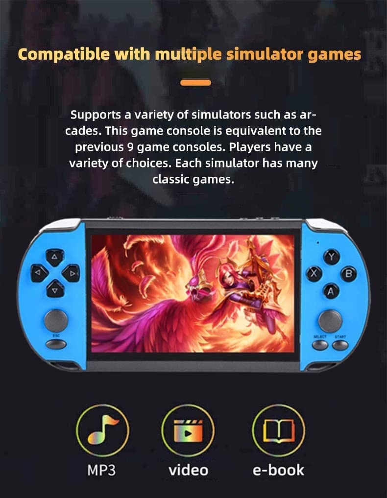 Console di Gioco Portatile Casual HD con Schermo da 5,1 Pollici con 11000 Giochi Vodeo Integrati Gioco Portatile retrò Nostalgico Mp3 Mp4 AV-out per Gioco TV, Regalo di Natale per Bambini