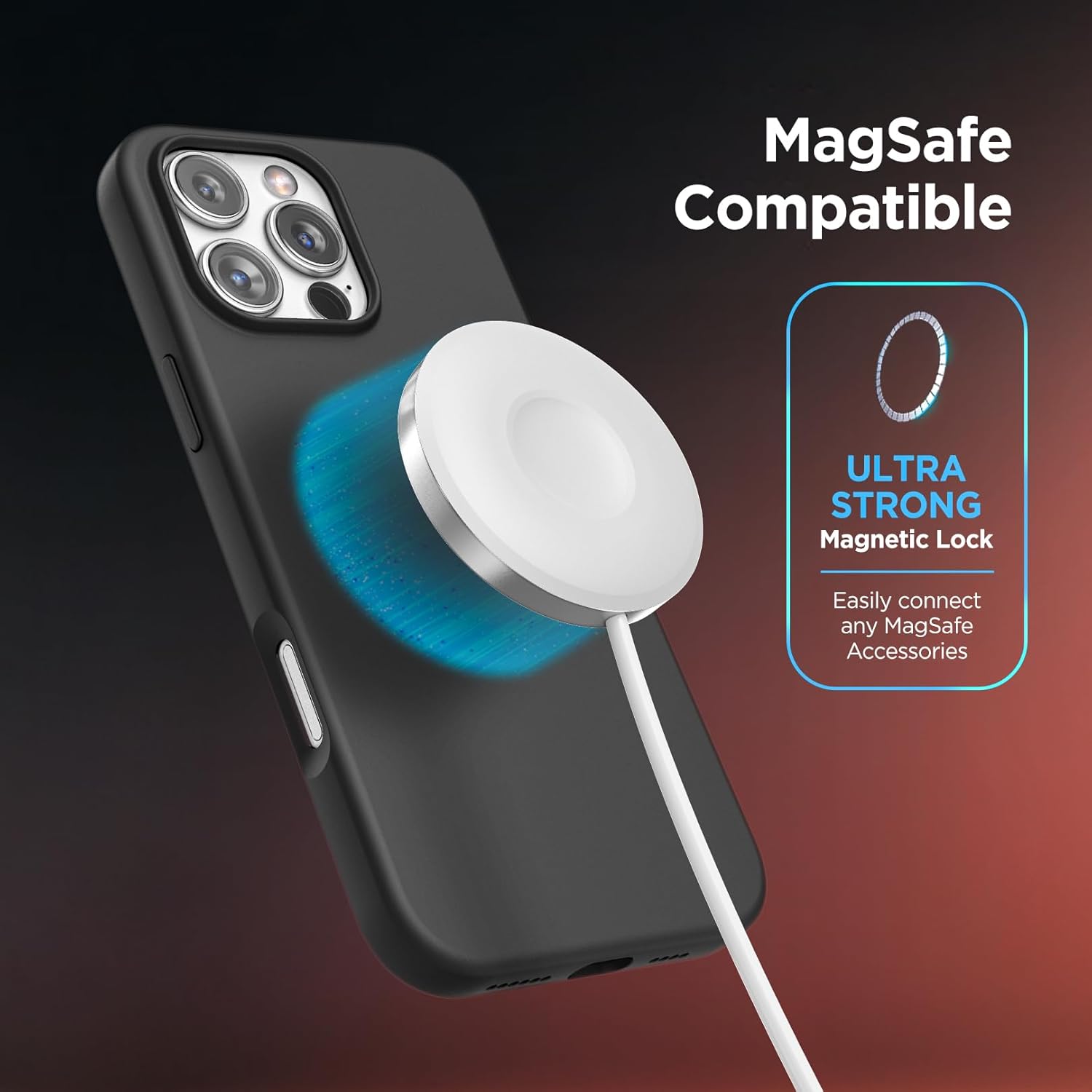 Encased for iPhone 16 Pro Max Belt Case with Screen Protector (Compatible with MagSafe), Magnetic Silicone Cover, 9H Tempered Glass (Holster Clip Included) - Image 4