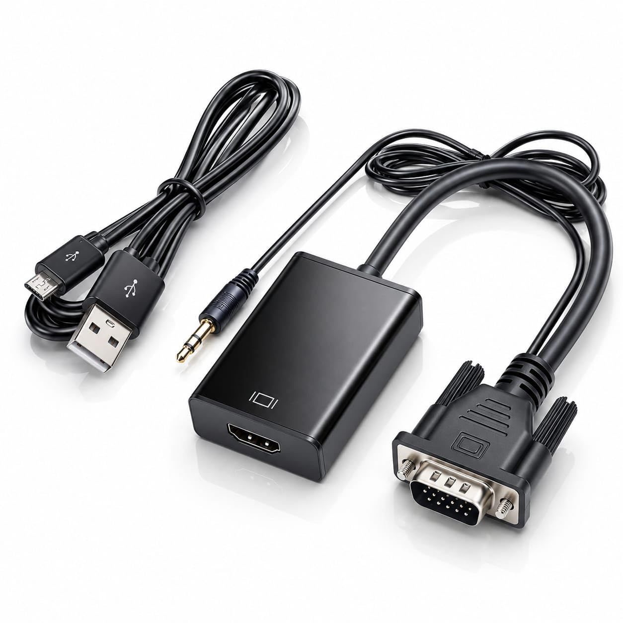 FORIDA Converter Adapter Cable 15 Pin VGA Male to HDTV Female Full HD 1080P Adapter Cable with Audio Micro USB Power VGA for HDMI Cable-image-41