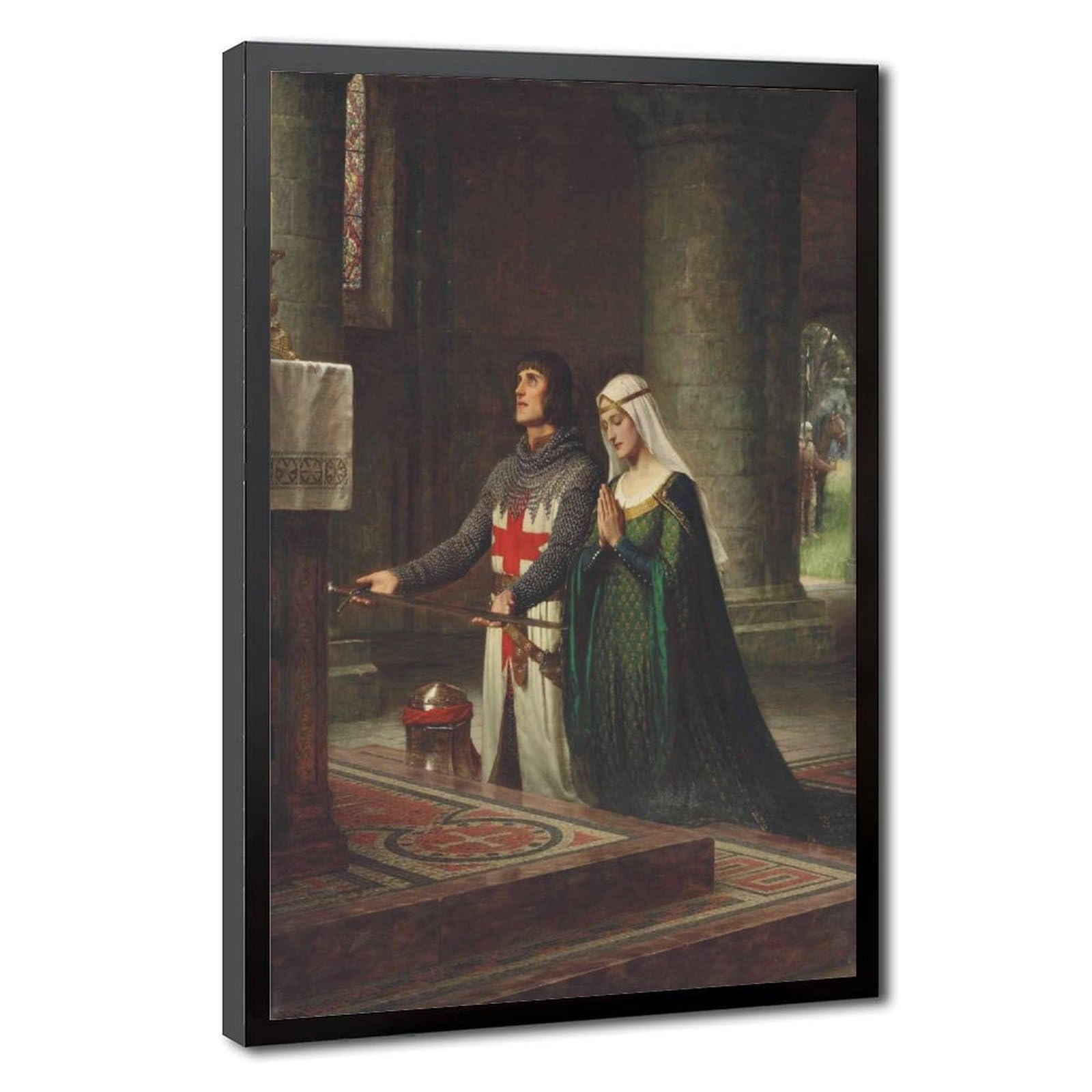 WCYB The Dedication by Edmund Blair Leighton 1908 Posters Prints Canvas Deco Paintings Wall Art Hangable Frame 8" L X 12" W