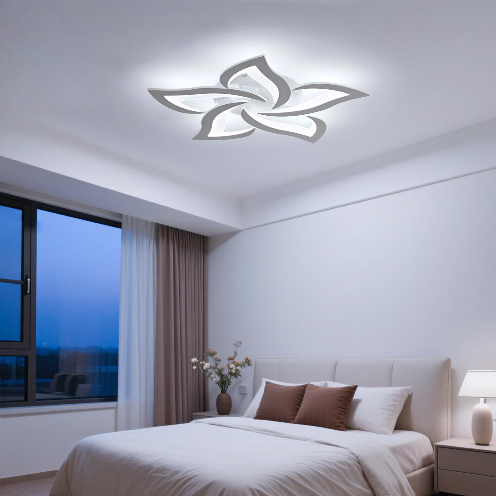 Yuanfenghua Lampada da soffitto a LED, Moderna,per Soggiorno Camera da Letto Sala da Pranzo Bagno 6500K Bianco Freddo 63CM 45W