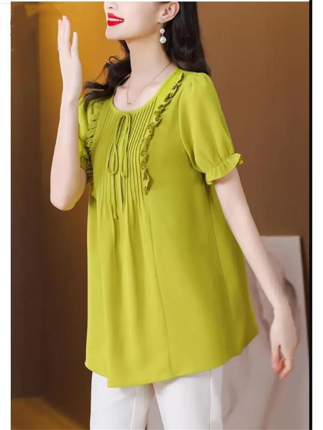 Camicia da ufficio allentata da donna casual retrò top camicette