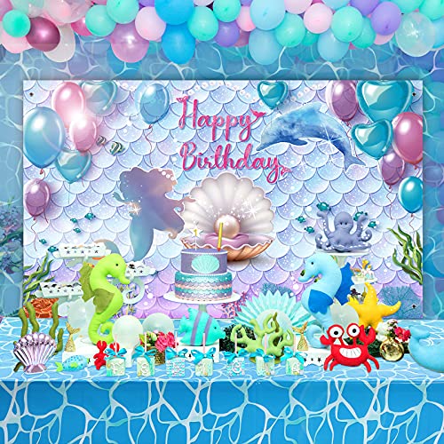 3 Pieces Ocean Party Table Covers Ocean Waves Tablecloth Water Print Plastic Tablecloth Under The Sea Table Cover For Ocean Mermaid Birthday Party Supplies, 54 X 108 Inch #TOP4