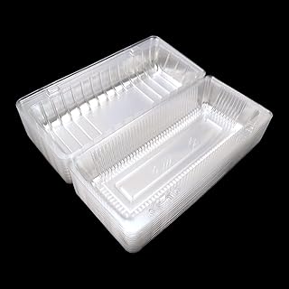 Clamshell Food Containers, Plastic Hinged Food Container Rectangle Clear Take Out Container, Food Clamshell Disposable Dessert Containers for Hamburger, Sandwiches, Cake, Pasta, Salads 50 Pieces
