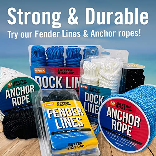 Boat Dock Lines & Rope Boat Ropes For Docking 1/2" Line Braided Mooring Marine Rope 25Ft 1/2 Inch Nylon Rope Boat Dock Lines For Docking Boat Lines Boating Rope Braided With Loop Black 4 Pk #TOP6