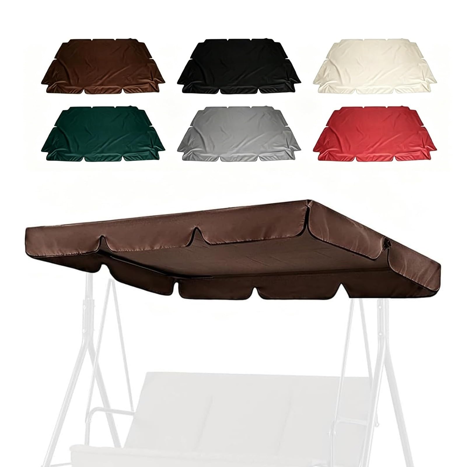 Toit de Rechange pour Balancelle, Universel Toile de Balancelle de Jardin 2/3 Places, Protection UV Imperméable Housse de Rechange Toit de Balançoire(Brown,249x185x18cm/98x73in)