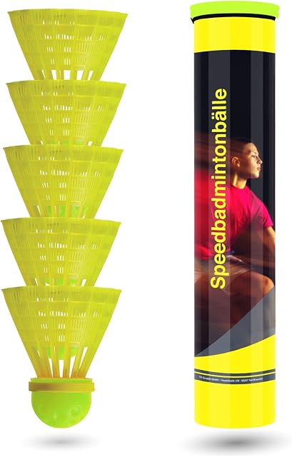 TK Group Timo Klingler Sportyfits® Lotki do szybkiego badmintona, szybkie, żółte, do treningów i zawodów Badminton - lotka/lotki do gry na zewnątrz i wewnątrz (wybór ilości)