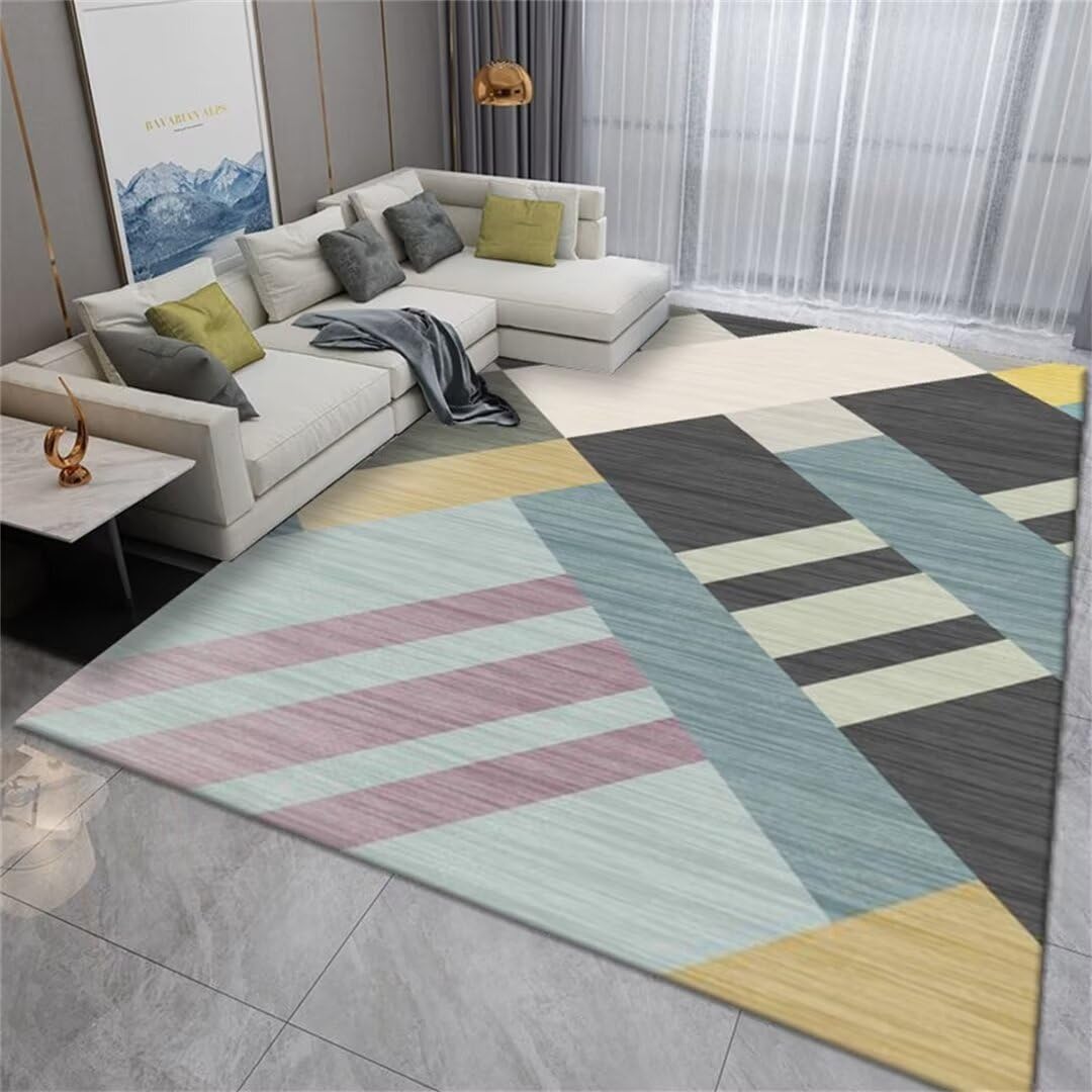 Tapis de salon bleu 160x200 design géométrique Home Serenity Guard de qualité supérieure
