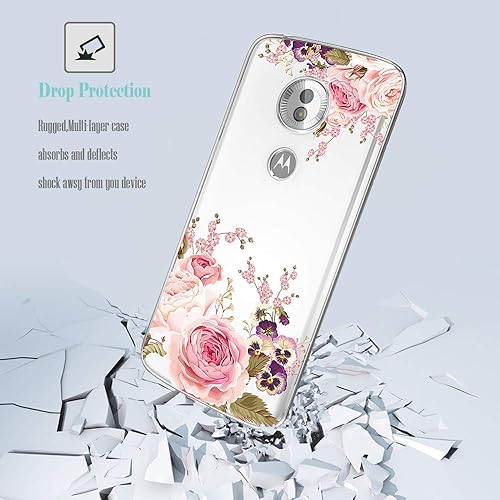 Miniatura 5 de Funda para Moto G7, Moto G7 Plus (no compatible con G7 Power y G7 Play), delgada, a prueba de golpes, patrón floral, suave, flexible, TPU trasero