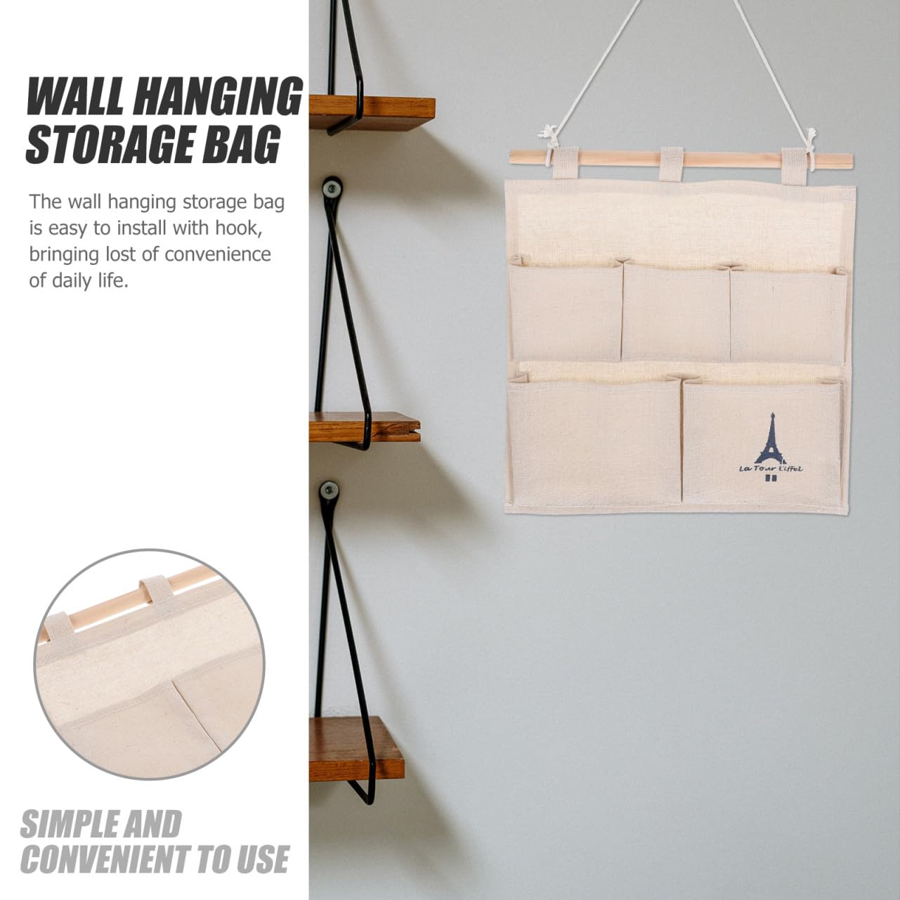 Operitacx 3piezas Bolsa De Almacenamiento Colgante De Pared Múltiples Bolsillos Organizador De Sundries Para Baño Cocina Oficina Soporta Mayor Peso y Mantiene Ordenado El Espacio