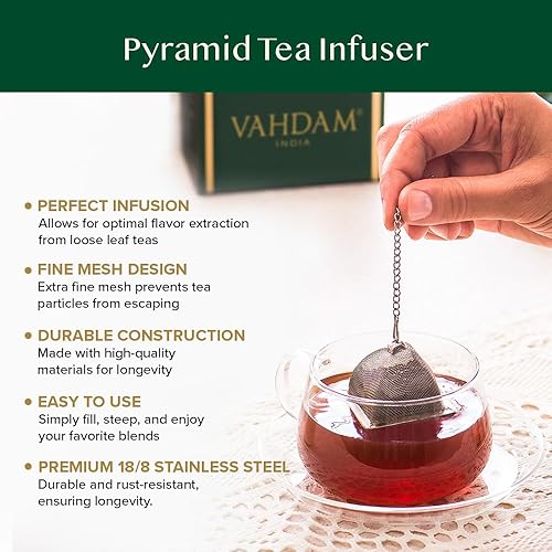 Miniatura 2 de VAHDAM Cuchara de té perfecta  Obtén 2 infusores gratis  Cuchara de té de hojas sueltas de acero inoxidable, medida perfecta con infusor de té extra