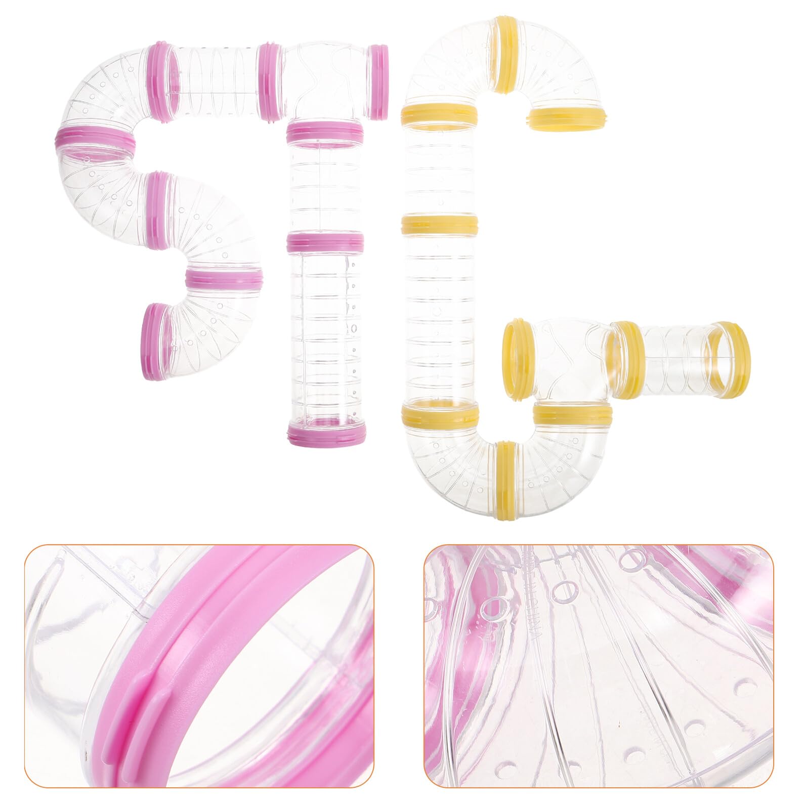 2 Set Tunnel Gioco per Criceti Trasparente Tubo Plastica Resistente per Furetto Topi e Piccoli Animali Kit Espandibile per Gabbie Facilmente Pulibile e Visibile