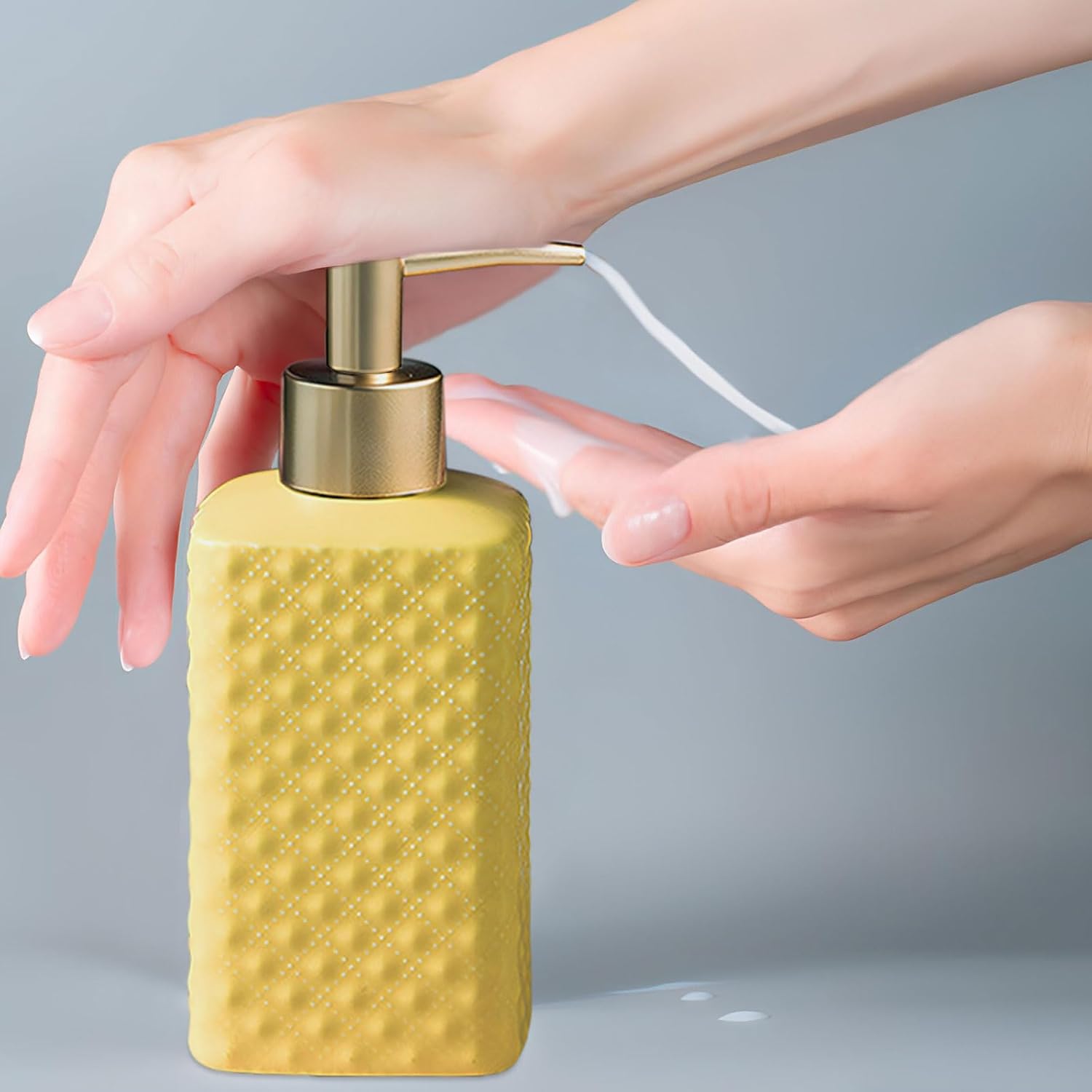 Comeon Hand Soap Dispenser Modern Ceramic Lotion Pump Bottle Yellow image 3