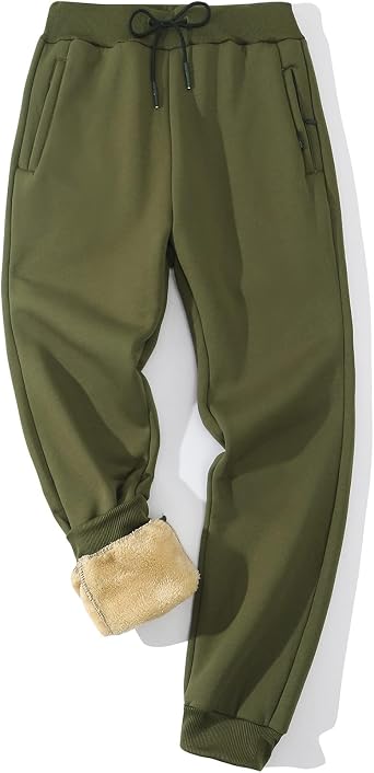 Gihuo Mens Sweatpants Fleece Sherpa Lined Pants Men, Warm Winter Thermal Sweatpants for Outdoor & Lounge
