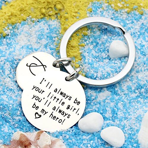 Father Key Chain for Papa Keychain Dad I'll Always be Your Little Girl You'll Always be My Hero Daddy Keyring