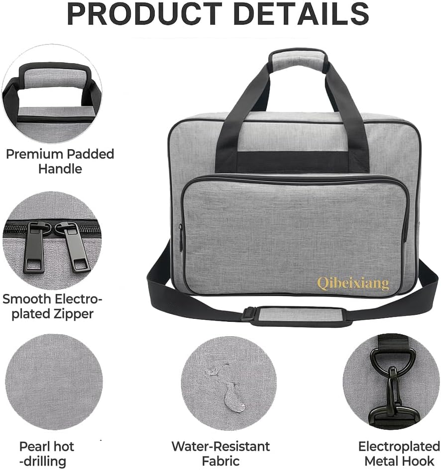 Organizer Storage Tote Bag with Bonus Sewing Kit, Gray Carrying Tote Organizer