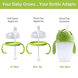 Anpei Step 1 Transitional Weighted Straw and Handles Self-Feeding Kit Compatible with Comotomo Silicone Nipples, Medium and Fast Flow | 4 Months +