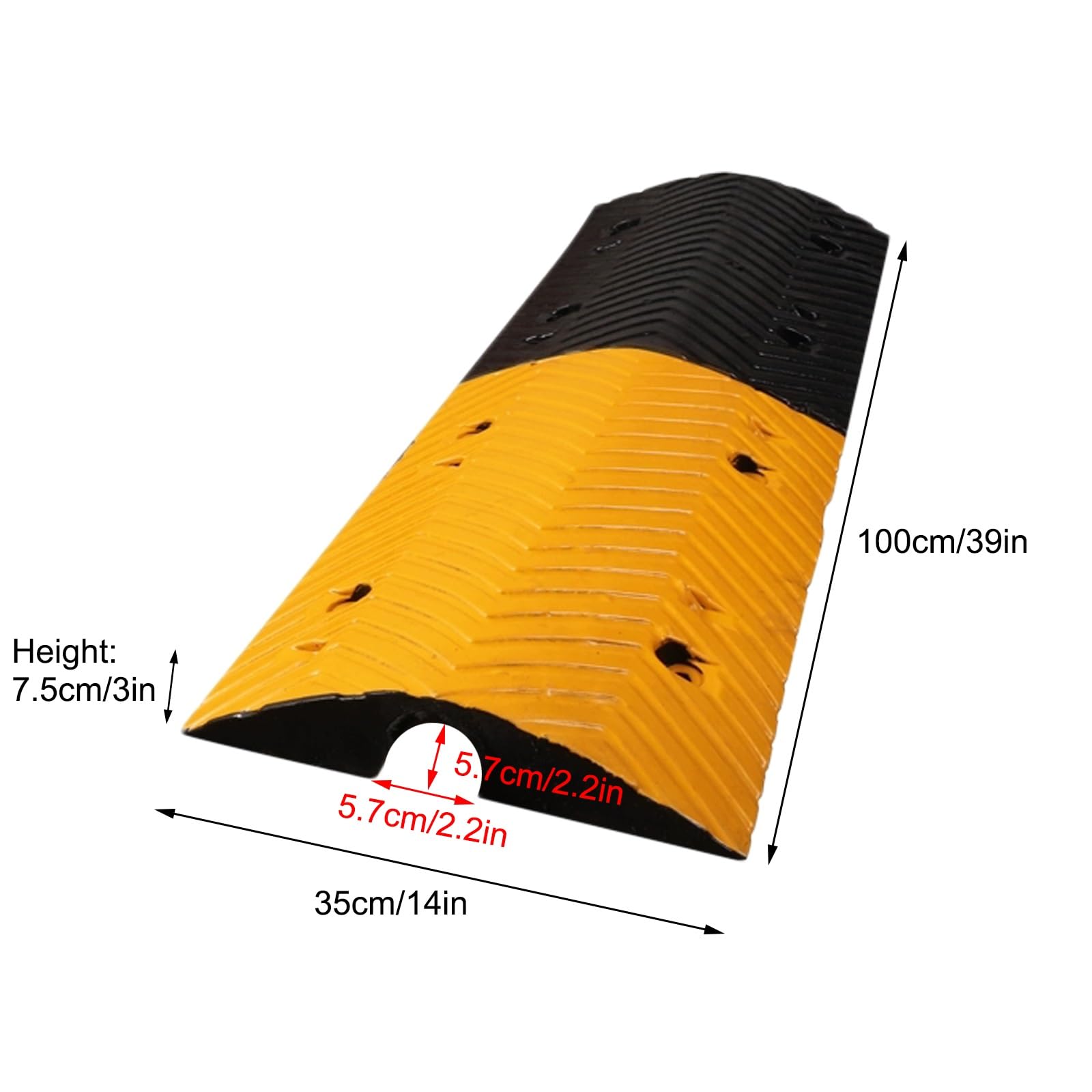 1 Pieza Protector Cable de 1 Canal, Capacidad de 5 Toneladas/Eje Rampa Coche Resistentes, Pasacables Suelo, Canaleta Cables, para Interior y Exterior(100 * 35 * 7.5cm/39 * 14 * 3in)