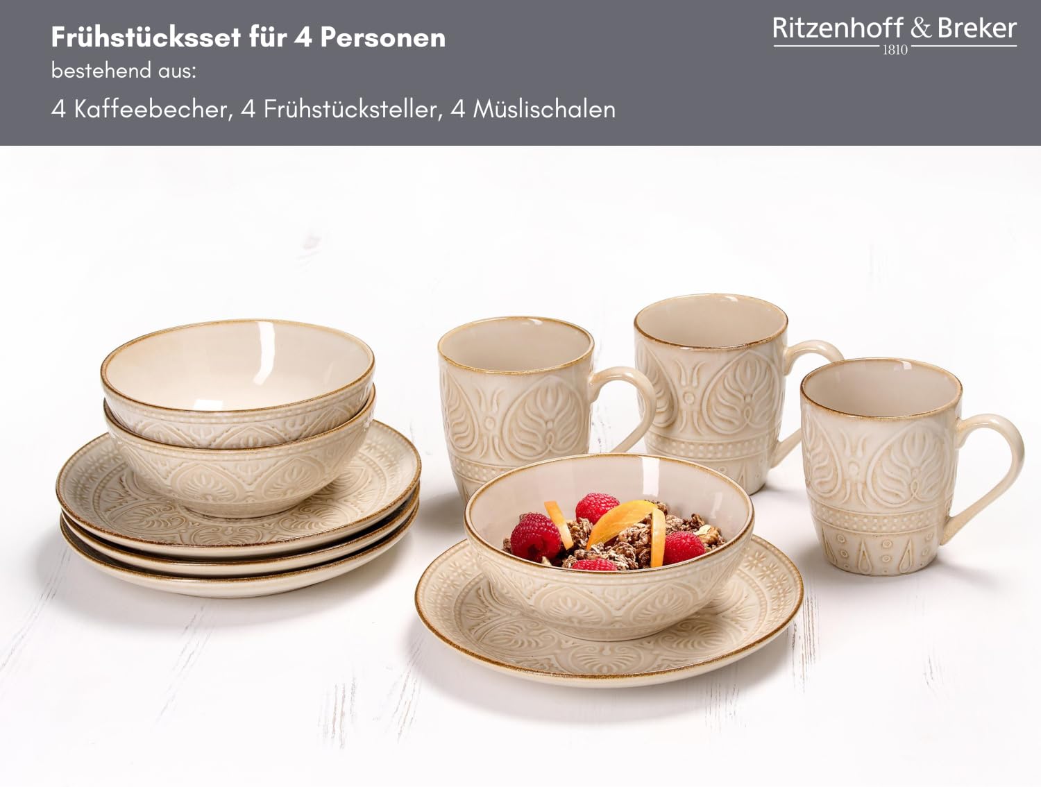 Ritzenhoff & Breker Frühstücksservice Omara | 12-teilig | beige