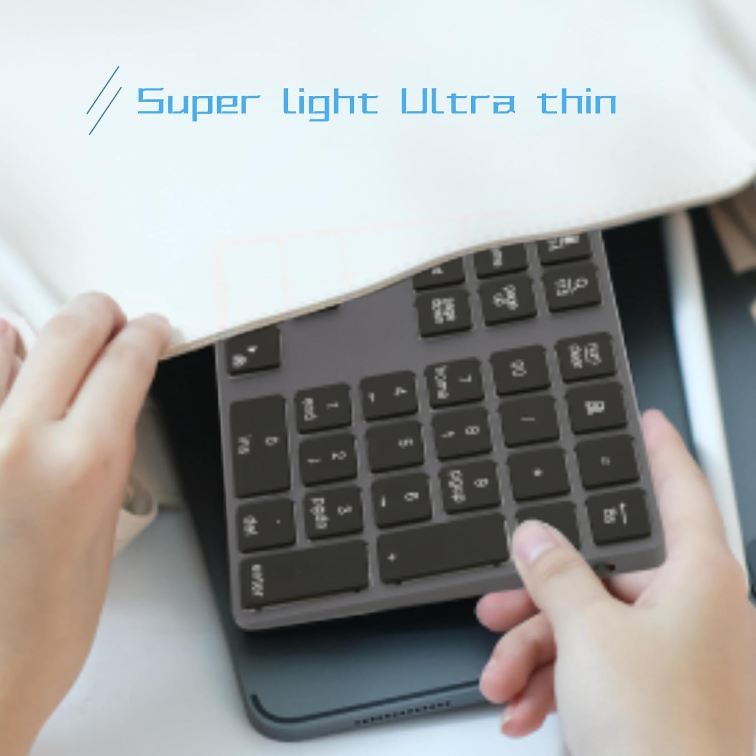 EBTOOLS Bluetooth Number Pad, Rechargeable 34 Key Numeric Keypad with 7 Color Backlit, Mini External Keyboard, Complement to Laptop, for OS