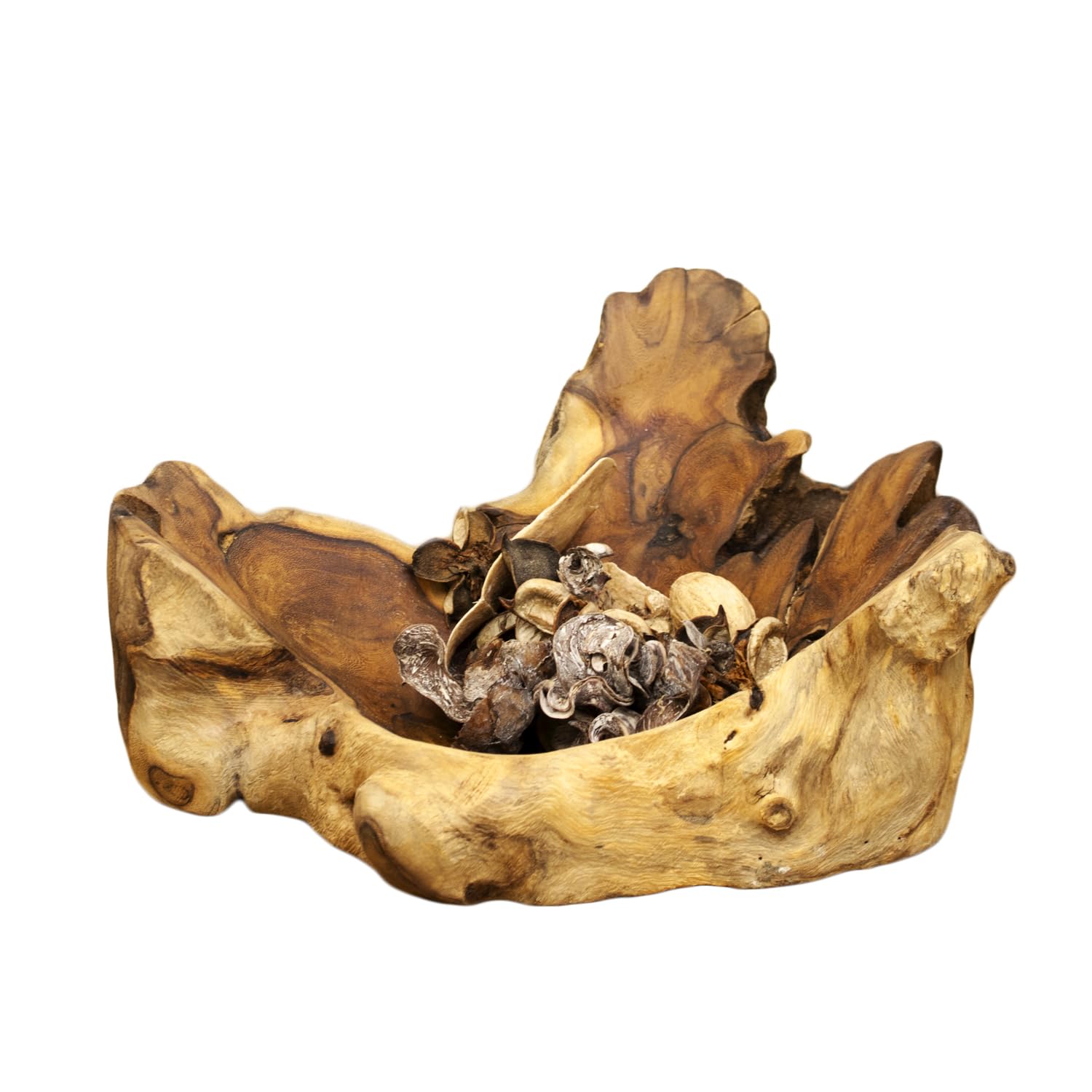Darthome Rustic Gamal Wood Bowl, Hand Carved Tree Root Decorative Bowl, Natural Brown, 25cm Wide, Unique Organic Centrepiece