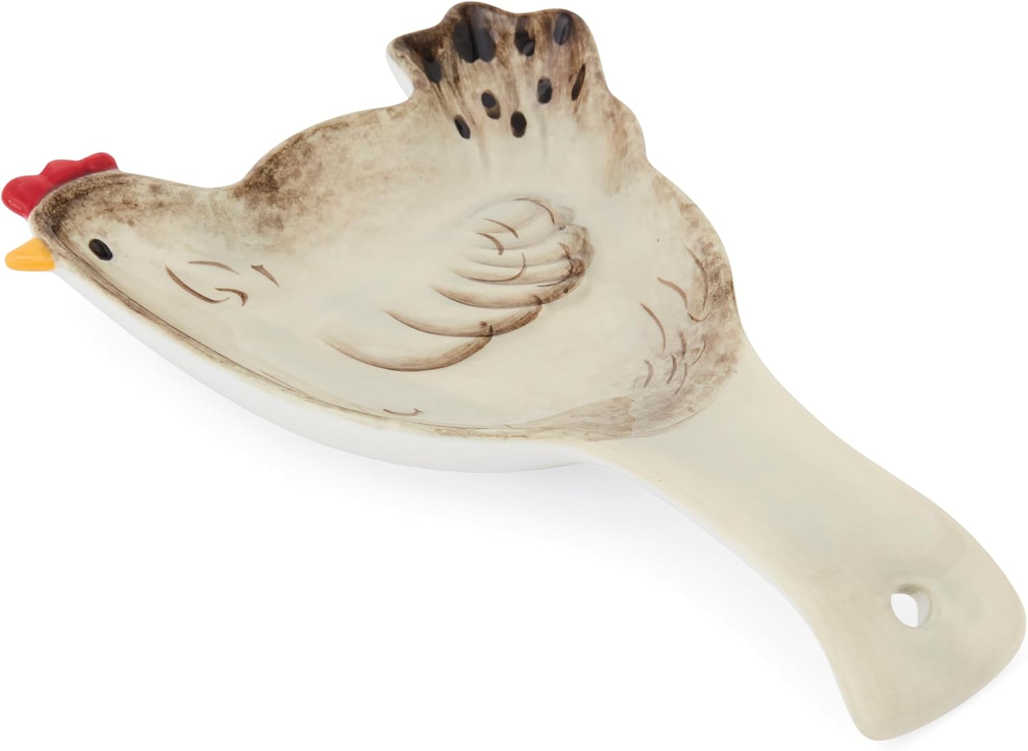 Cooksmart Hen House Lane Large Spoon Rest | British Designed Farmhouse Kitchen Utensil Holder | Hen-Shaped Stoneware Spoon Rest | Rustic Countryside Style | Dishwasher & Microwave Safe