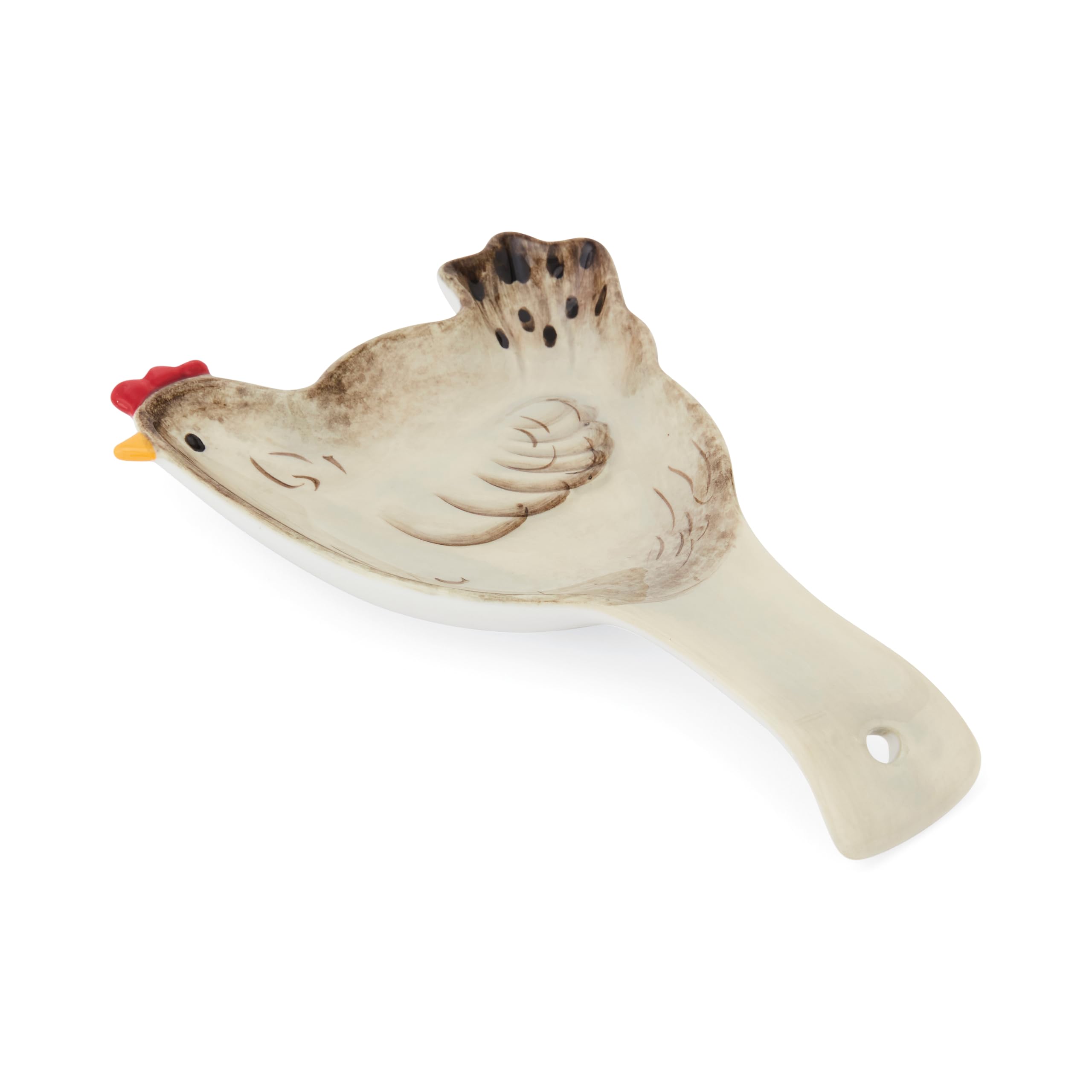 Cooksmart Hen House Lane Large Spoon Rest | British Designed Farmhouse Kitchen Utensil Holder | Hen-Shaped Stoneware Spoon Rest | Rustic Countryside Style | Dishwasher & Microwave Safe