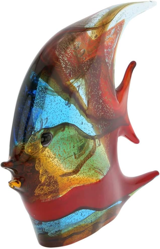Glass Of Venice Murano Glass Wide Angel Fish Sculpture - Multicolor