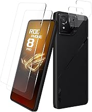 Compatible with for ASUS ROG Phone 8/Pro Glass Film + Protective Film for ROG Phone 8/Pro Camera Film, Easy to Install, Automatic Adsorption, Bubble Prevention, Compatible for ASUS ROG Phone 8 / ROG