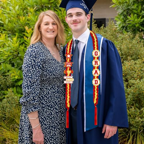 Image of Tifeson Graduation Leis Decorations 2026 - Handmade Double Braided Graduation Ribbon Leis with Glitter Pins for Him Her High School College Congrats Grad Gifts Party Supplies