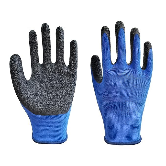 Image of Multipurpose Nylon Anti Cut PU Nitrile Coating Work Safety Gloves, Hand & Fingers, Gardening, Mechanical, Construction, Agriculture & Automotive - Durable & Comfortable (BLUEBLACK5PAIR)