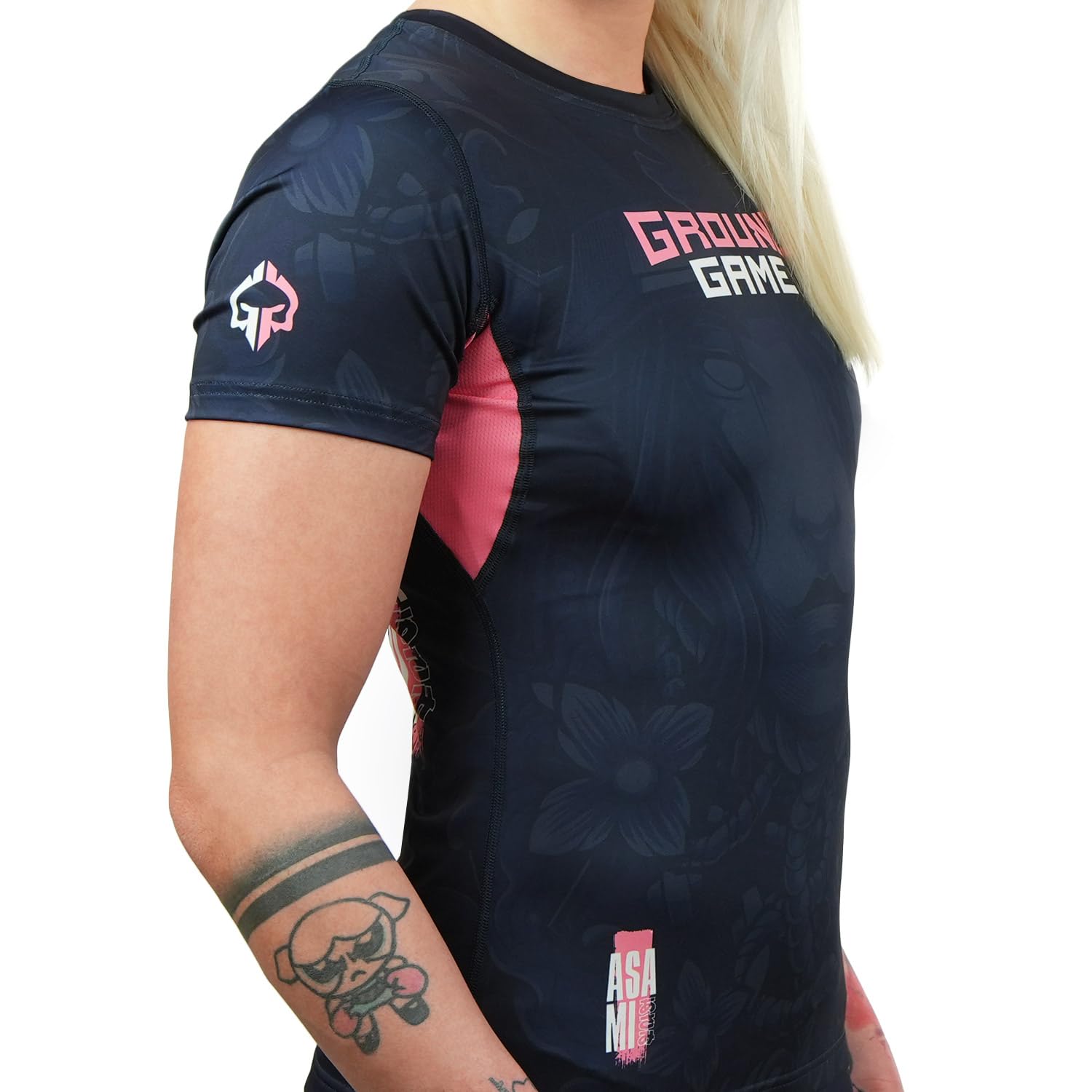 Ground Game Funktionsshirt Damen Rash Guard BJJ MMA Laufshirt Damen Kompressionsshirt, Sport Shirt Fitness