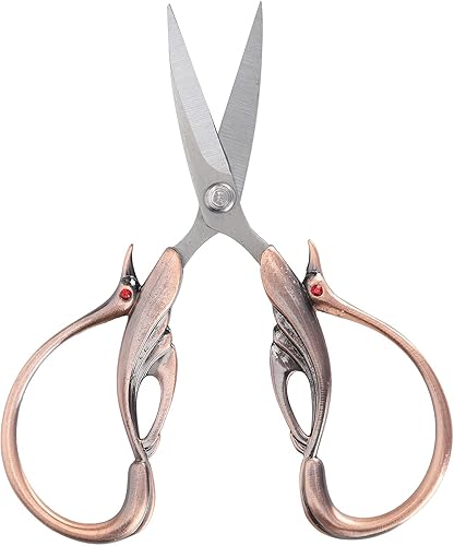 Miniatura 1 de Agatige Tijeras de estilo europeo vintage, tijeras de coser de acero inoxidable retro en forma de cisne, tijeras de coser para el hogar (cobre