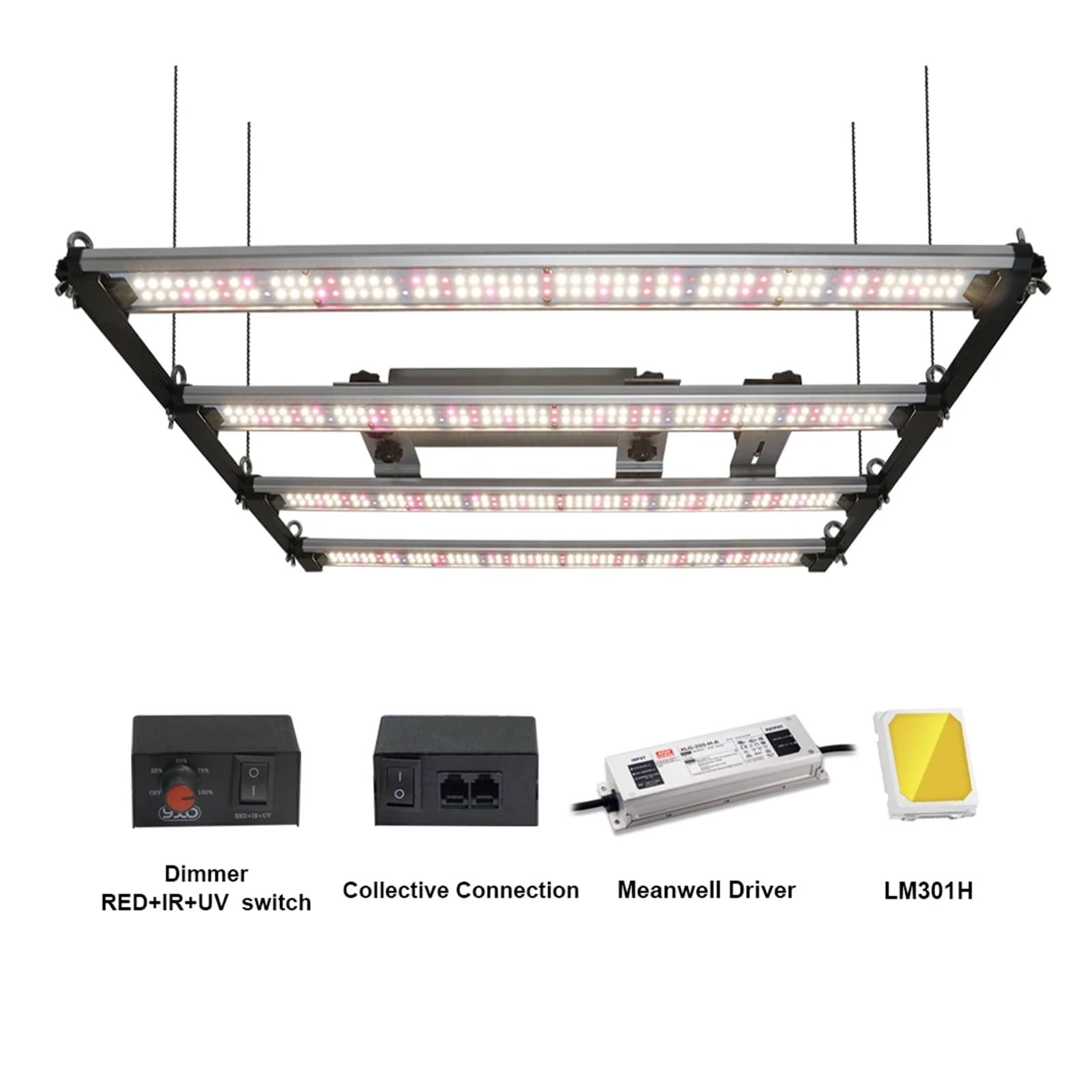 Lampe de Plante, 1000W LM301H 800W 650W LED à Spectre Complet élèvent la Barre Lumineuse UV IR Allumer/éteindre for la Lampe Phyto de Croissance de Plante de Tente de Fleur d'intérieur(1000W)