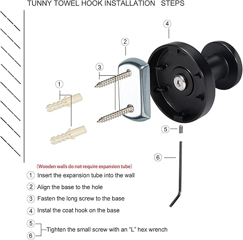 Miniatura 5 de TUNNY Paquete de 5 ganchos redondos para toallas, color dorado champán, ganchos modernos para toallas de ducha, para baño, cocina, almacenamiento en