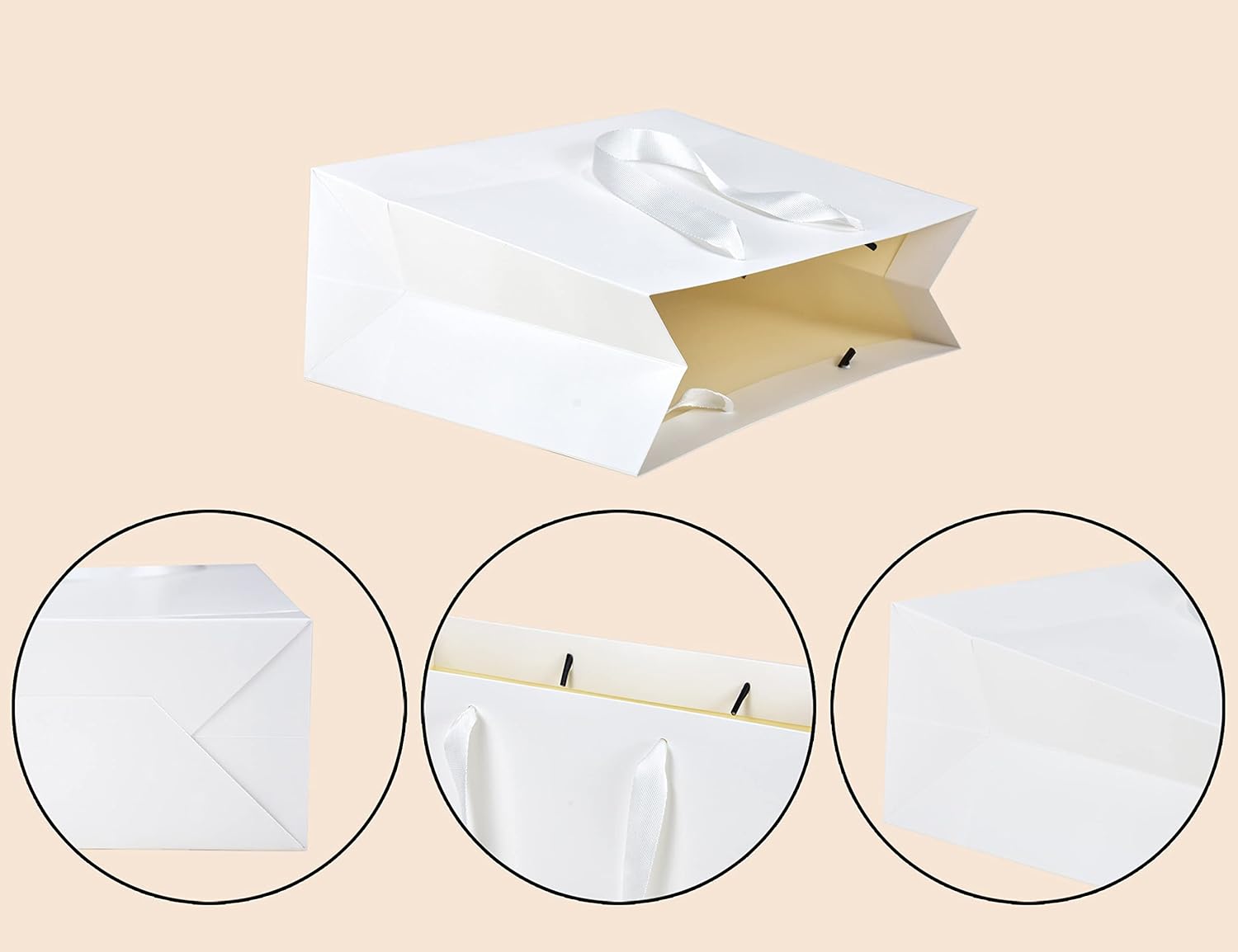 HUAPRINT White Paper Gift Bags, 20 Pack, 13x5x10in - Large Capacity Retail/Party/Favor/Wedding Bags With Handles - Image 3