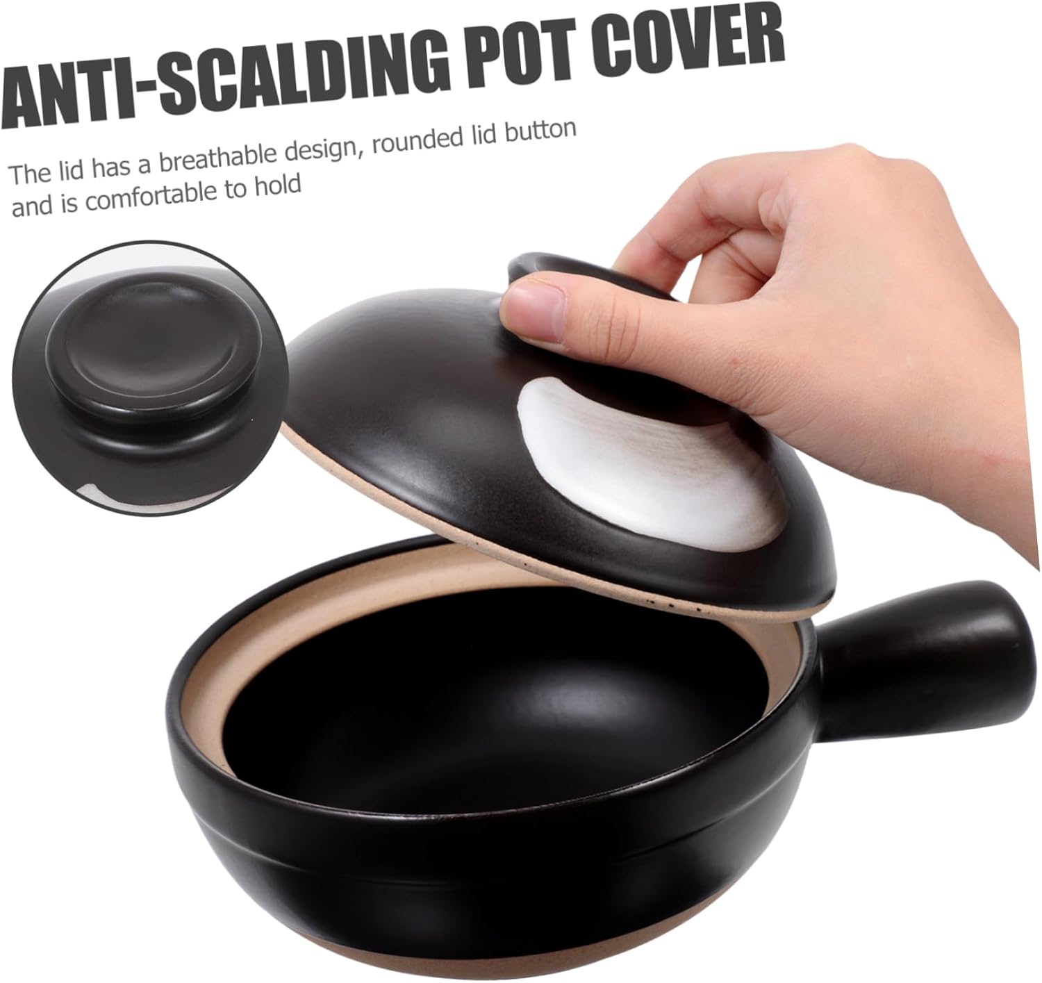 Traditional Casserole Soup Pot High-temperature Porcelain Cooking Pot Lid for Stews and Rice Dishes Easy to Clean Casserole Cookware for One Serving