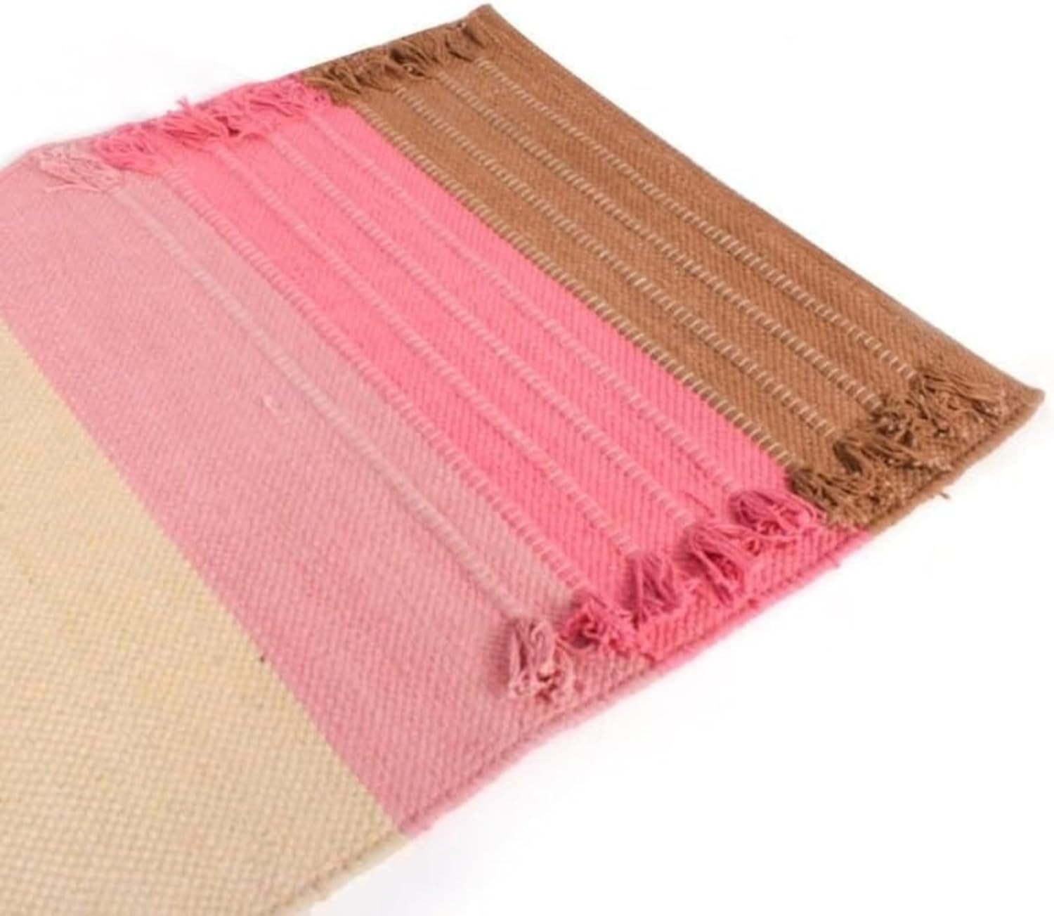 Tapis de yoga indien fait à la main - 100 % coton bio - Tapis de yoga antidérapant et épais - Tapis de yoga pliable pour le fitness quotidien à la maison - Confortable et extra long - Dimensions : 61