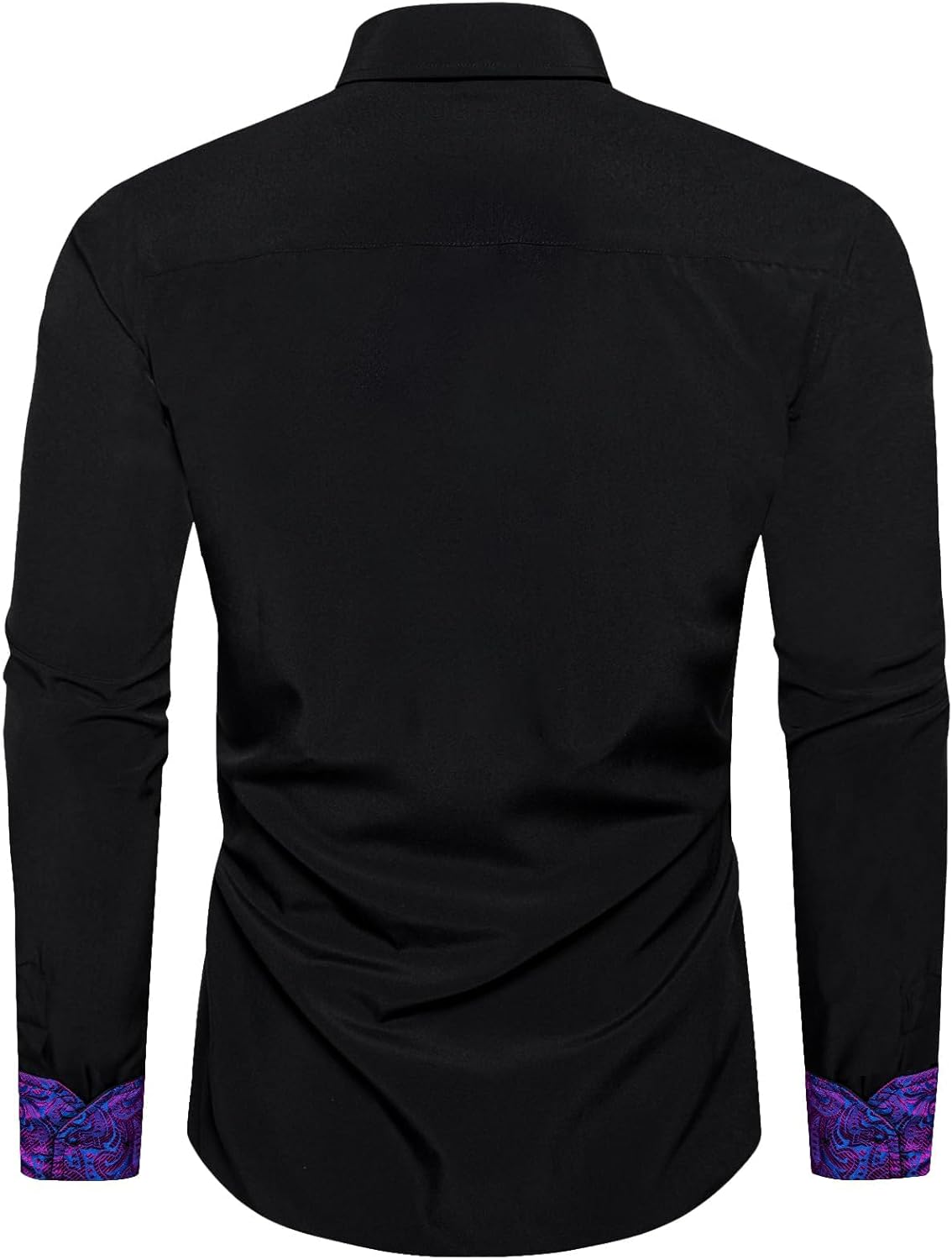 DiBanGu Mens Stretch Dress Shirt Long Sleeve Button Down Shirt Cotton Business Casual Shirts with Inner Contrast Wedding Prom - Image 3