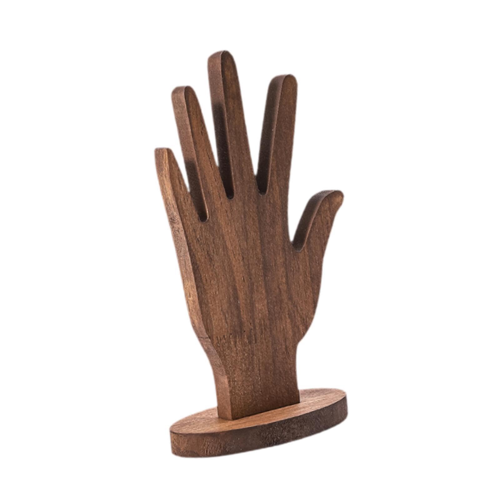Colaxi Ring Holder Jewelry Display Stand Organization Wooden Hand Form with Sturdy Base Rack Jewelry Tower for Watches Rings Bangles, Brown