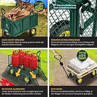 KESSER® Bollerwagen 550kg belastbar Gartenwagen Transportwagen Gartenkarre herausnehmbare Plane Gerätewagen Handwagen vielseitig einsetzbar inkl. Handschuhe Grün – Ansicht 3