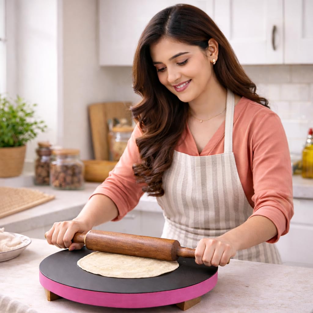 Jaipur Ace Juego combinado de madera de palisandro puro hecho a mano de madera de palisandro Chakla Belan/Roti/Chakla Belan/Chapati Maker/Papad Chakla para el hogar y la cocina