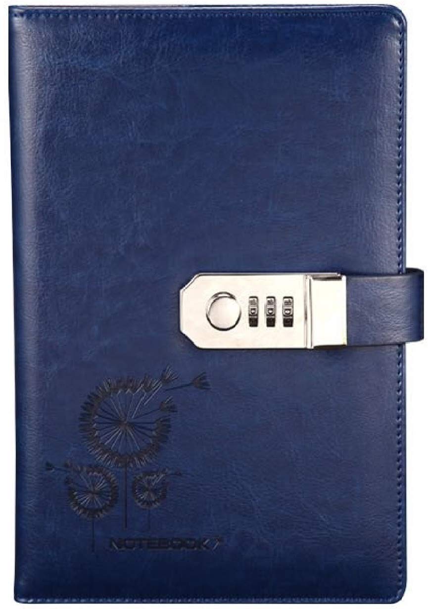 Journal ( Size: A5 8.35" X 5.8" ) With Combination Lock Lined Page (Diary Notebook With passcode), Executive Hardcover Buiness PU Leather Password Memo Notepad (Option2)