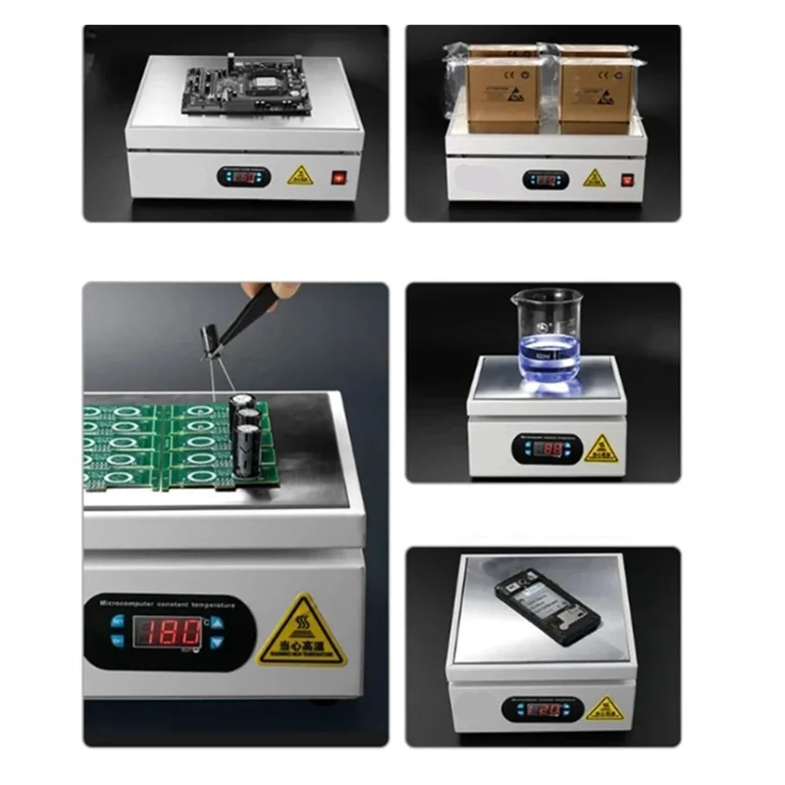 Agitatore Magnetico, 300 * 300mm Stazione di Riscaldamento Elettronica Piastra Calda Tavolo Piattaforma Preriscaldamento 0~400 ℃ for BGA PCB SMD LCD del telefono Touch Screen Riparazione