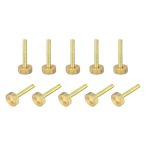 Miniatura 18 de uxcell Tornillos moleteados para pulgar, pernos planos de latón M6x10mm, perillas de agarre para PC, electrónico, mecánico, 5