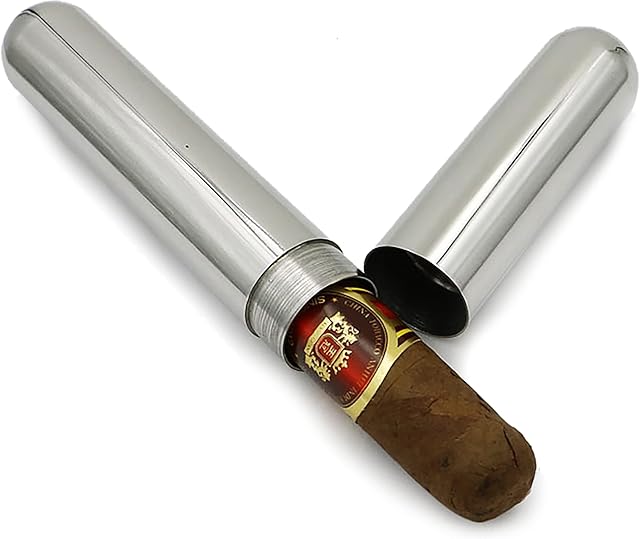1Pcs Stainless Steel Cigar Case Cigar Tube Portable Carrying Cigar Holder for Travel