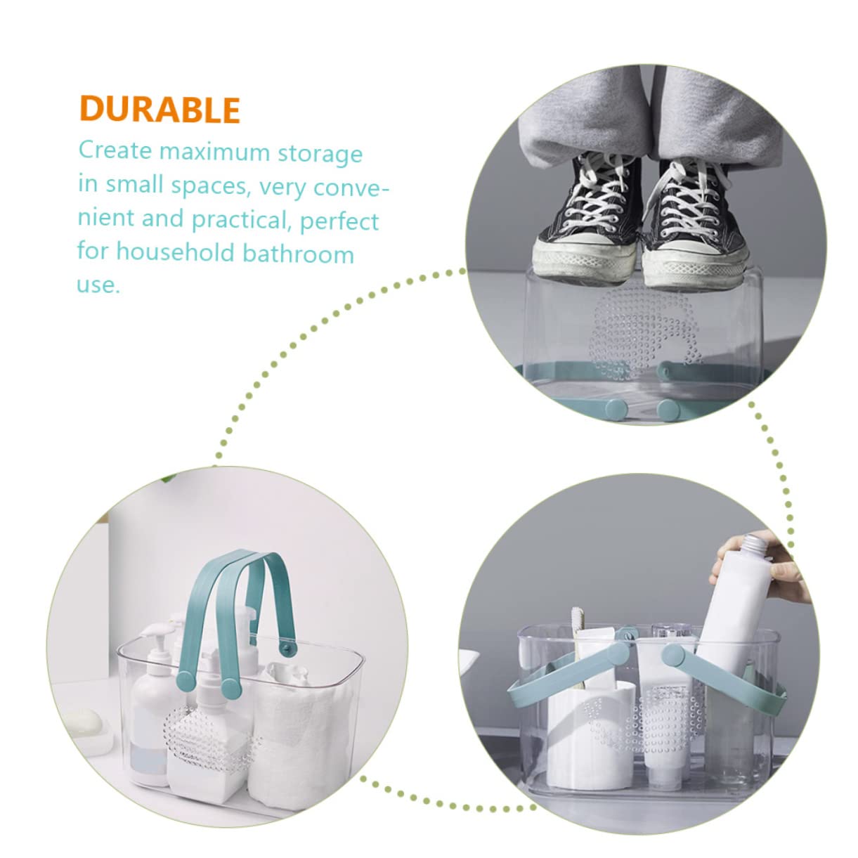 TOPBATHY Cesta de Ducha de Plástico Reutilizable y Portátil para Baño con Gran Capacidad, Organizador Transparente Adecuado para Gel de Ducha y Juguetes Hogar