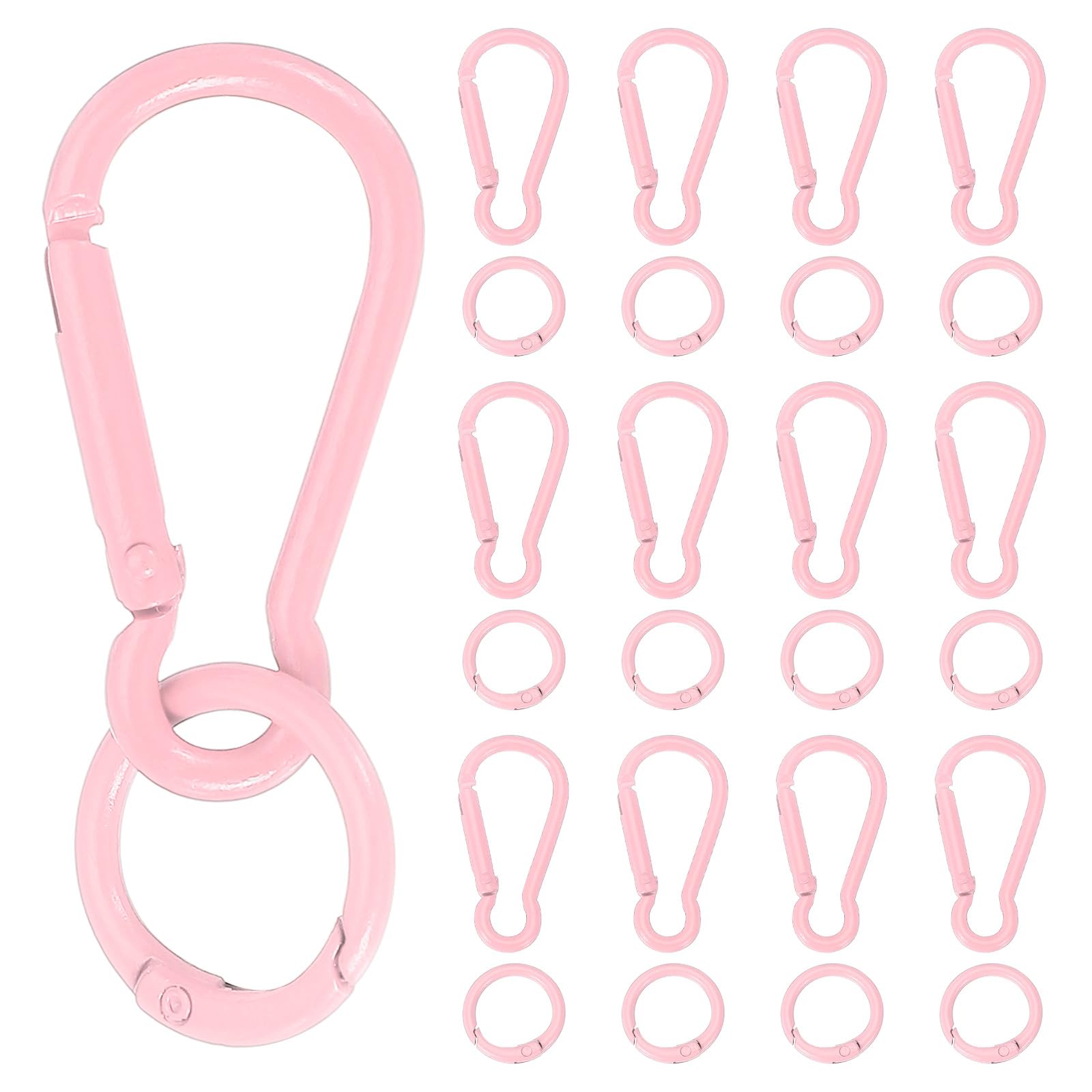 sourcing map 20 Pcs Spring Snap Clip, Spring Snap Key Chain Hook with O Ring, Multipurpose Candy Color Quick Link Keychain Clips Buckle for DIY Lanyard Crafts Camping Backpacking, Pink