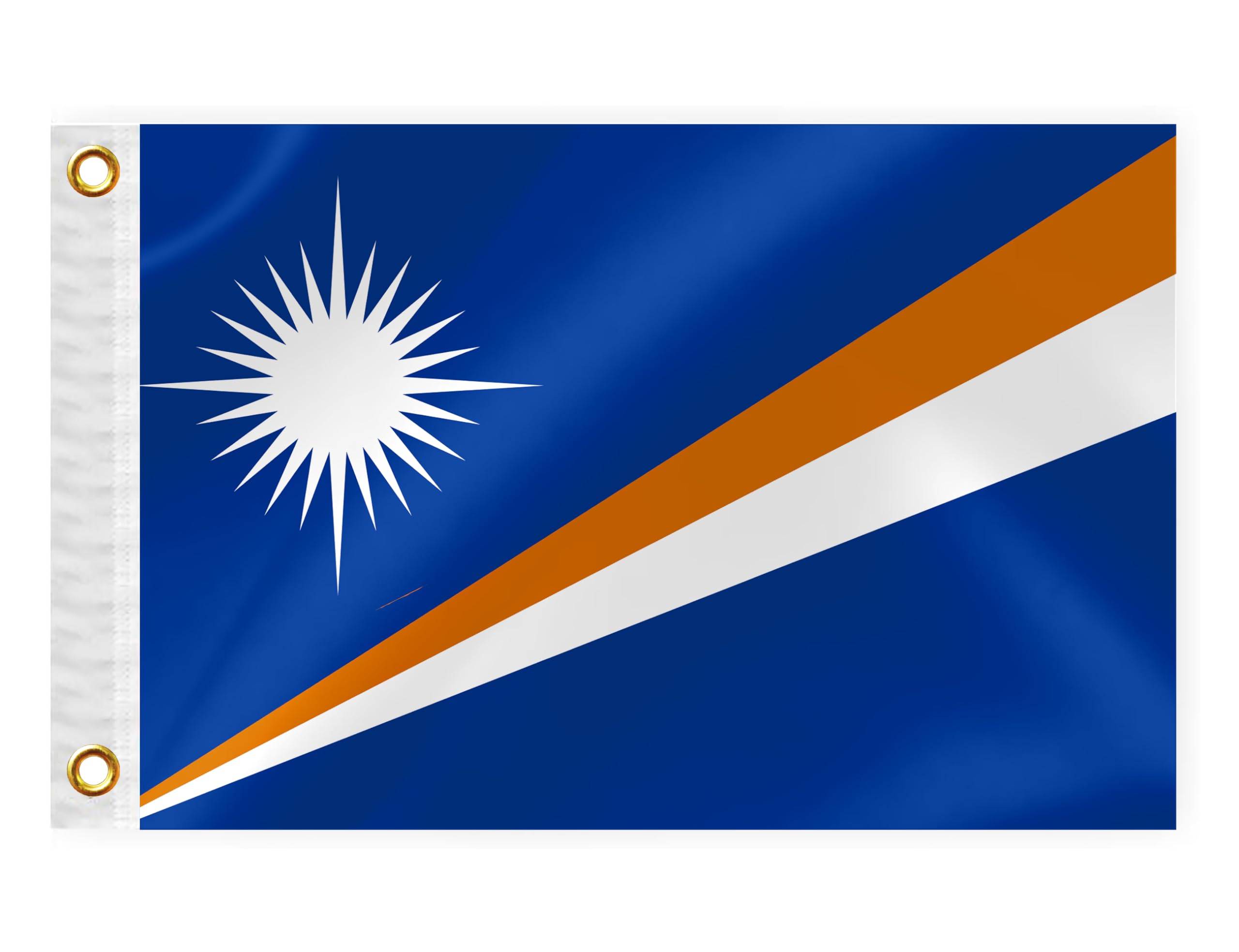 Marshall Islands Boat Nautical Flag 12x18IN Double Sided Marshallese Marine Banner Nylon Small Yacht Sail Pontoon ATV Bike Truck Motorcycle Flag with 2 Brass Grommets