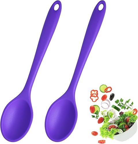 2 cucharas de silicona para cocinar, resistentes al calor, cucharas de mezcla antiadherentes para cocina, hornear, agitar, mezclar, herramientas de